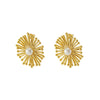 Wholesale Stainless Steel Geometric Round Dandelion Flower Pearl Earrings For Women Electroplated