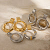 Wholesale Stainless Steel Geometric Round Hollow Rib Earrings With Electroplating Nonfading Jewelry