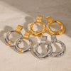 Wholesale Stainless Steel Geometric Round Hollow Rib Earrings With Electroplating Nonfading Jewelry