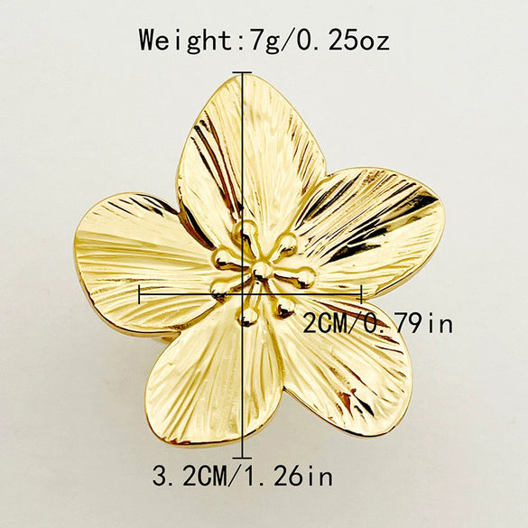 Wholesale Stainless Steel Geometric Round Lollipop Sun Flower Ring With Electroplating