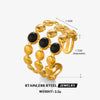 Wholesale Stainless Steel Geometric Round Oil Drop Ring For Women 18K Gold Plated