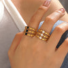 Wholesale Stainless Steel Geometric Round Oil Drop Ring For Women 18K Gold Plated