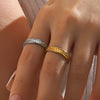 Wholesale Stainless Steel Geometric Round Opening Adjustable Ring For Women With 18K Gold Plated Electroplating