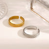 Wholesale Stainless Steel Geometric Round Opening Adjustable Ring For Women With 18K Gold Plated Electroplating