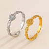 Wholesale Stainless Steel Geometric Round Opening Ring Jewelry Retro Simple Style Gold Plated