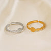 Wholesale Stainless Steel Geometric Round Opening Ring Jewelry Retro Simple Style Gold Plated
