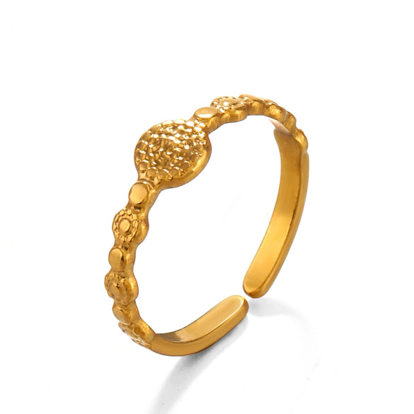 Wholesale Stainless Steel Geometric Round Opening Ring Jewelry Retro Simple Style Gold Plated