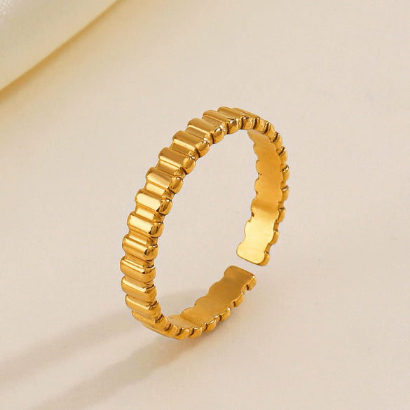 Wholesale Stainless Steel Geometric Round Opening Ring 18K Gold Plated Electroplated Women's Hip Hop Ins Style