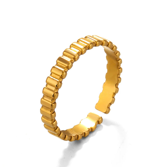 Wholesale Stainless Steel Geometric Round Opening Ring 18K Gold Plated Electroplated Women's Hip Hop Ins Style