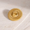 Wholesale Stainless Steel Geometric Round Smooth Rib Brooch Jewelry With Electroplating Treatment