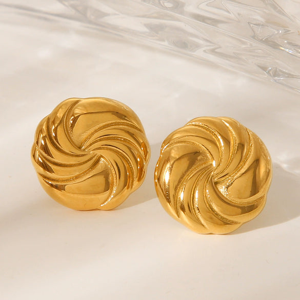Wholesale Stainless Steel Geometric Round Vortex Windmill Earrings For Ladies With Electroplating