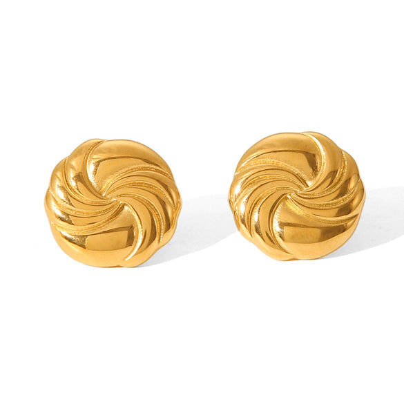 Wholesale Stainless Steel Geometric Round Vortex Windmill Earrings For Ladies With Electroplating