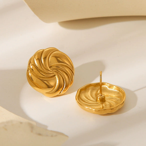 Wholesale Stainless Steel Geometric Round Vortex Windmill Earrings For Ladies With Electroplating