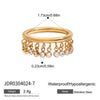 Wholesale Stainless Steel Geometric Round Zirconium Tassel Ring For Women Electroplated Jewelry
