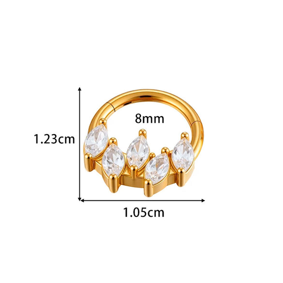 Wholesale Stainless Steel Geometric Seamless Closed Nose And Ear Piercing Jewelry With Electroplating
