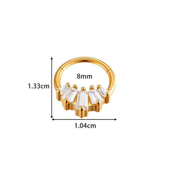 Wholesale Stainless Steel Geometric Seamless Closed Nose And Ear Piercing Jewelry With Electroplating
