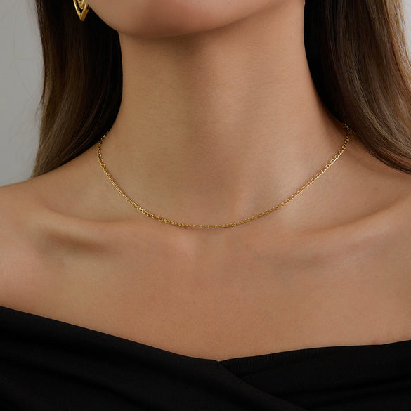 Wholesale Stainless Steel Geometric Semiarc Chain Necklace With 18K Gold Electroplating Quiet Design Modern Classic Style For Women