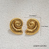 Wholesale Stainless Steel Geometric Shape Conch Texture Electroplated Women's Earrings With Retro Niche Design
