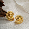 Wholesale Stainless Steel Geometric Shape Conch Texture Electroplated Women's Earrings With Retro Niche Design