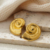 Wholesale Stainless Steel Geometric Shape Conch Texture Electroplated Women's Earrings With Retro Niche Design