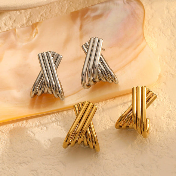 Wholesale Stainless Steel Geometric Simple Style Women's Earrings With Electroplating Treatment