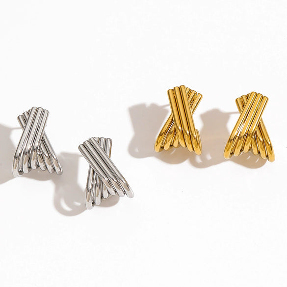 Wholesale Stainless Steel Geometric Simple Style Women's Earrings With Electroplating Treatment