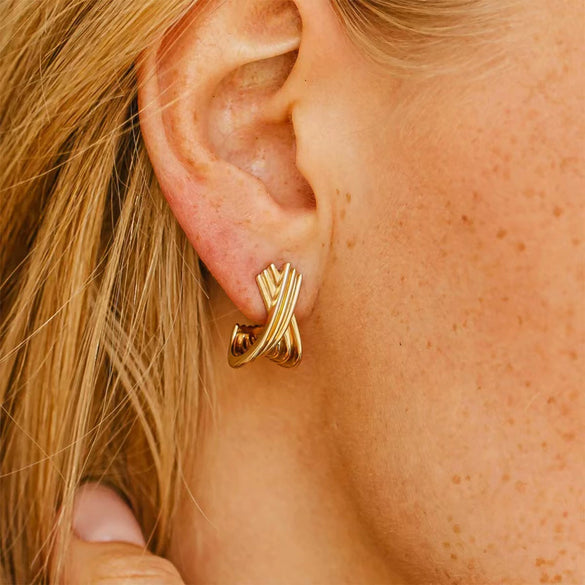 Wholesale Stainless Steel Geometric Simple Style Women's Earrings With Electroplating Treatment