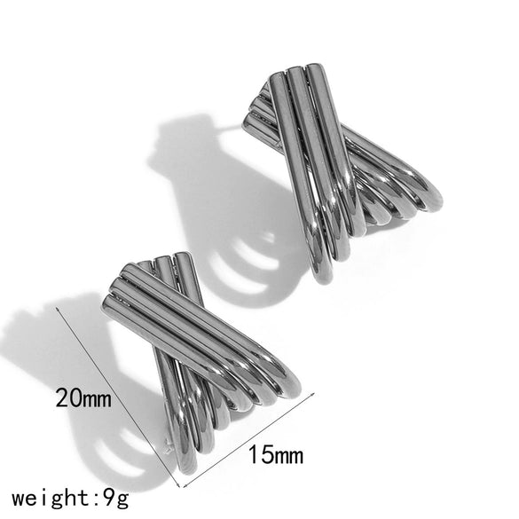 Wholesale Stainless Steel Geometric Simple Style Women's Earrings With Electroplating Treatment