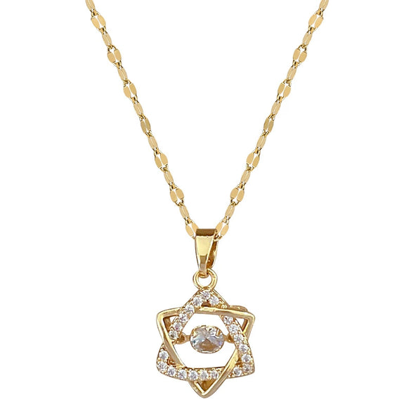 Wholesale Stainless Steel Geometric Sixpointed Star Diamond Necklace For Women And Men Light Luxury Minimalist Style