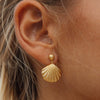 Wholesale Stainless Steel Geometric Small Steel Ball Shell Hanging Earrings For Women With Electroplating Treatment