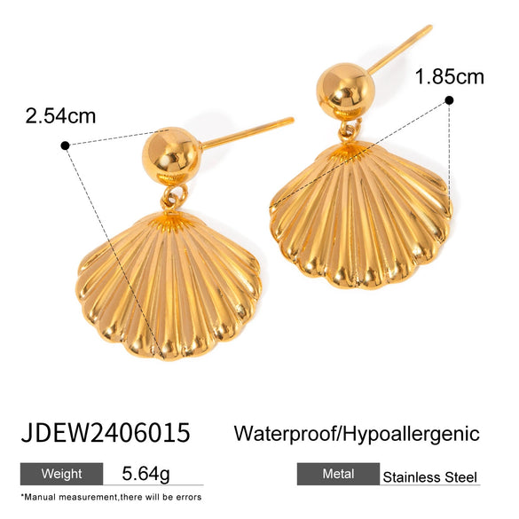 Wholesale Stainless Steel Geometric Small Steel Ball Shell Hanging Earrings For Women With Electroplating Treatment