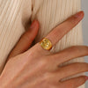 Wholesale Stainless Steel Geometric Smiley Expression Opening Adjustable Women's Ring