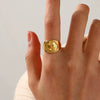 Wholesale Stainless Steel Geometric Smiley Expression Opening Adjustable Women's Ring