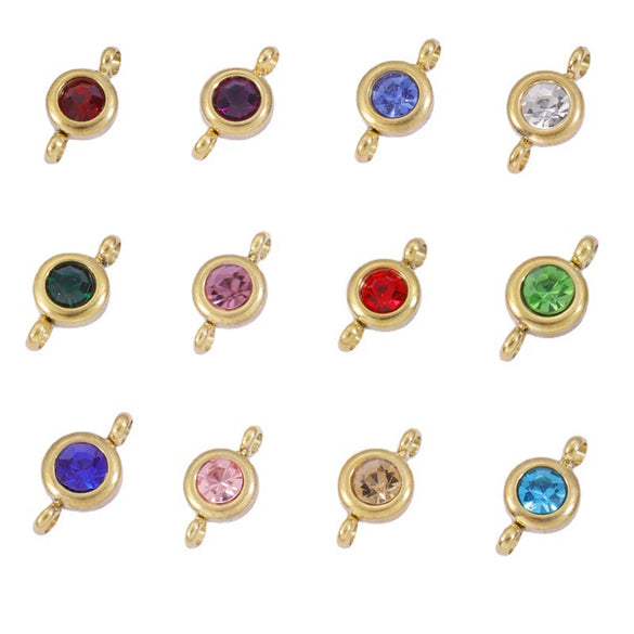 Wholesale Stainless Steel Geometric Smooth Double Circle Birthstone Pendant Jewelry Accessories