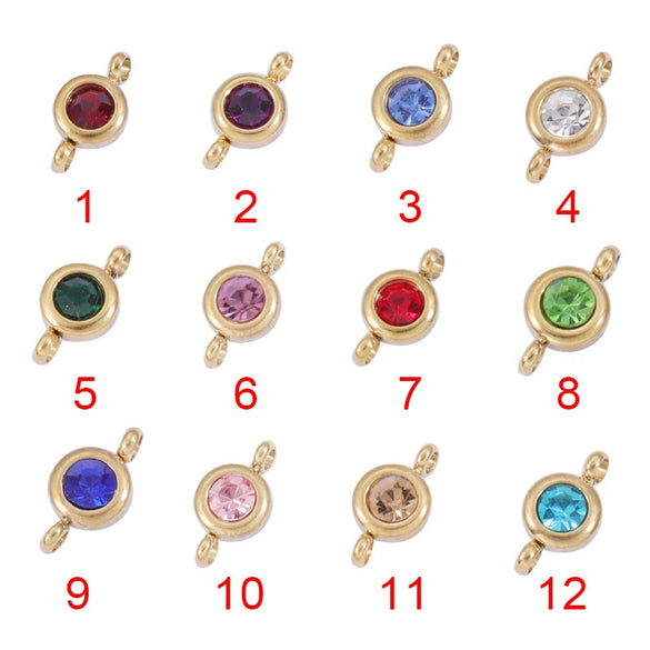 Wholesale Stainless Steel Geometric Smooth Double Circle Birthstone Pendant Jewelry Accessories