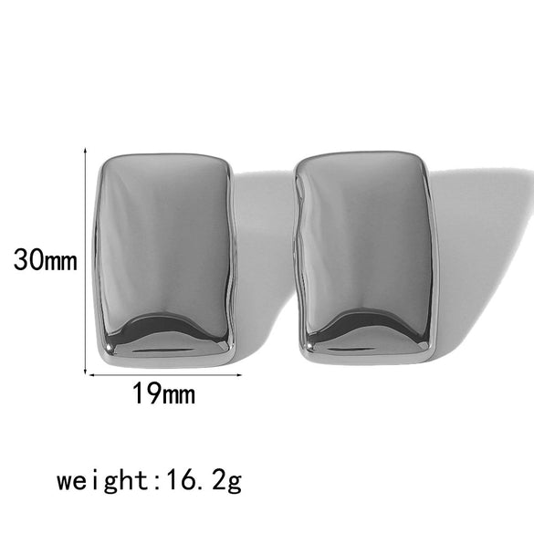 Wholesale Stainless Steel Geometric Smooth Earrings With Electroplating Treatment Women's Fashion Style