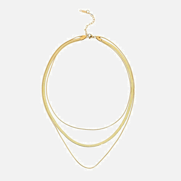 Wholesale Stainless Steel Geometric Snake Bone Chain Necklace For Women Retro Design Electroplated
