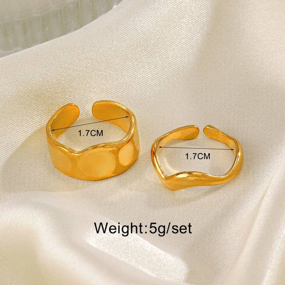 Wholesale Stainless Steel Geometric Special Shaped Open Ring For Women Real Gold Plated