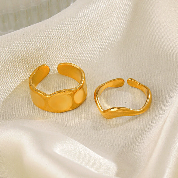 Wholesale Stainless Steel Geometric Special Shaped Open Ring For Women Real Gold Plated