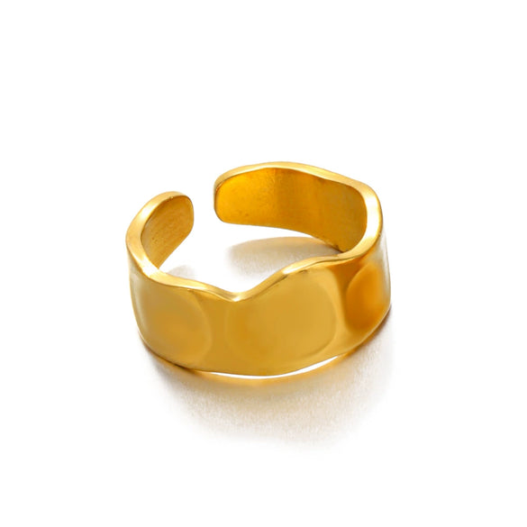 Wholesale Stainless Steel Geometric Special Shaped Open Ring For Women Real Gold Plated