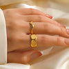 Wholesale Stainless Steel Geometric Special Shaped Open Ring For Women Real Gold Plated