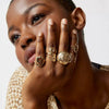 Wholesale Stainless Steel Geometric Spiral Cut Out Open Ring Jewelry With 18K Gold Electroplating