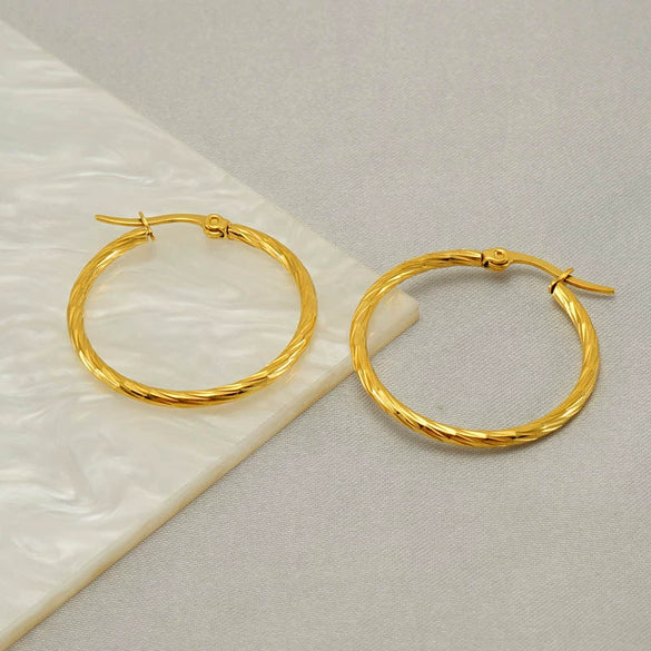 Wholesale Stainless Steel Geometric Spiral Pattern Electroplated Earrings For Women