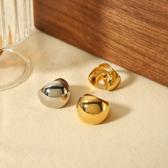 Wholesale Stainless Steel Geometric Spiral Ring For Women With Electroplating Treatment Exaggerated Design