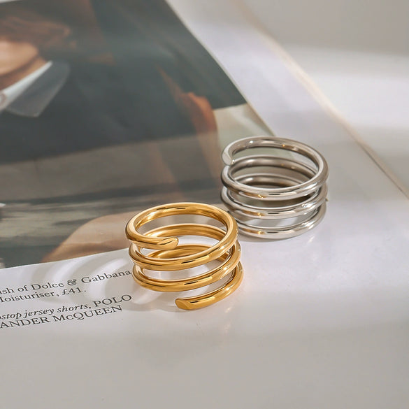 Wholesale Stainless Steel Geometric Split Voxel Ring Electroplated Trend Jewelry For Women