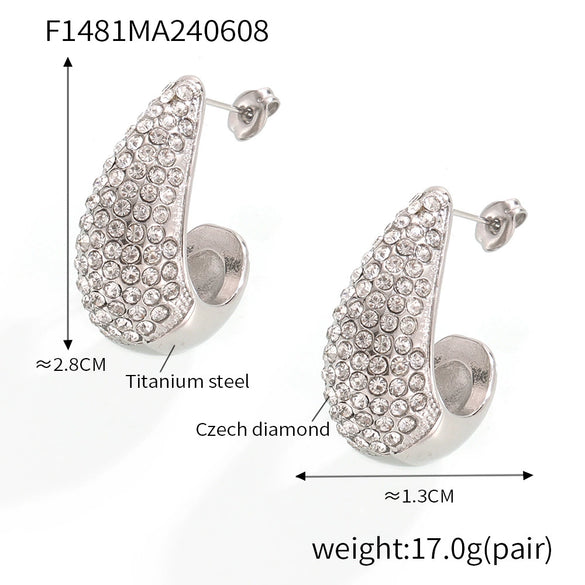 Wholesale Stainless Steel Geometric Square Carved Earrings And Pendant Necklace With Electroplating For Women