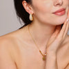 Wholesale Stainless Steel Geometric Square Carved Earrings And Pendant Necklace With Electroplating For Women