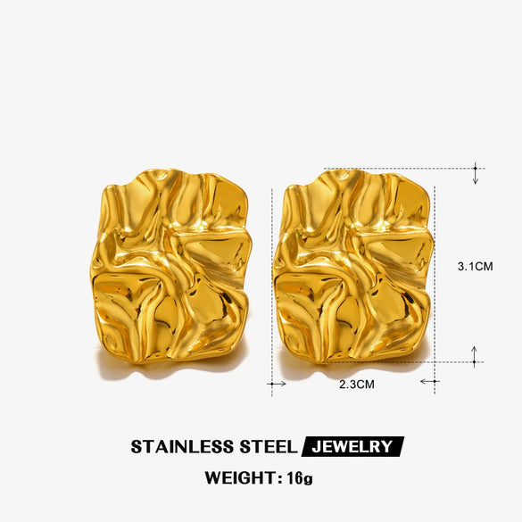 Wholesale Stainless Steel Geometric Square Earrings 18K Gold Plated Manual High Polished