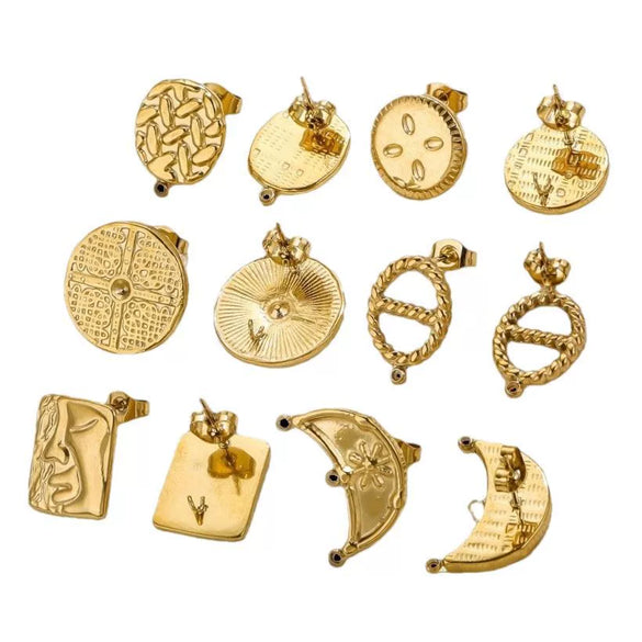 Wholesale Stainless Steel Geometric Square Handmade Electroplated Exquisite Unisex Earrings