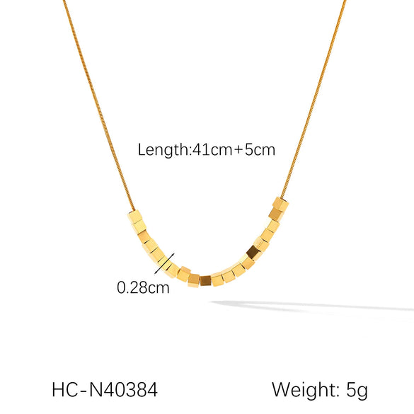 Wholesale Stainless Steel Geometric Square Pendant Necklace For Women Electroplated Titanium Steel Bone Chain